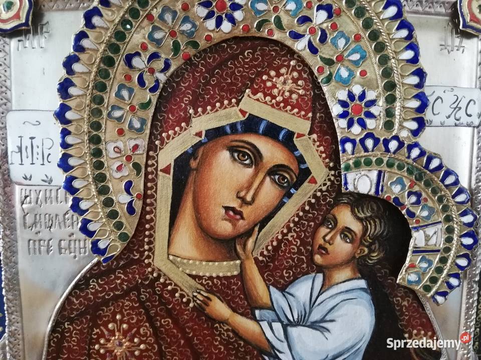 Piękna ikona Matka Boska Błogosławiona Łódź