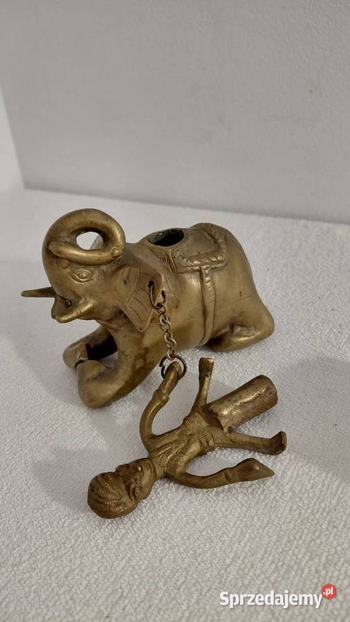 Indyjska Figurka Jeździec na Słoniu Kornak Pozostałe Krzykawa