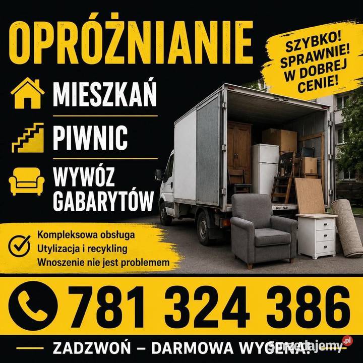 Opróżnianie mieszkań piwnic wywóz gabarytów