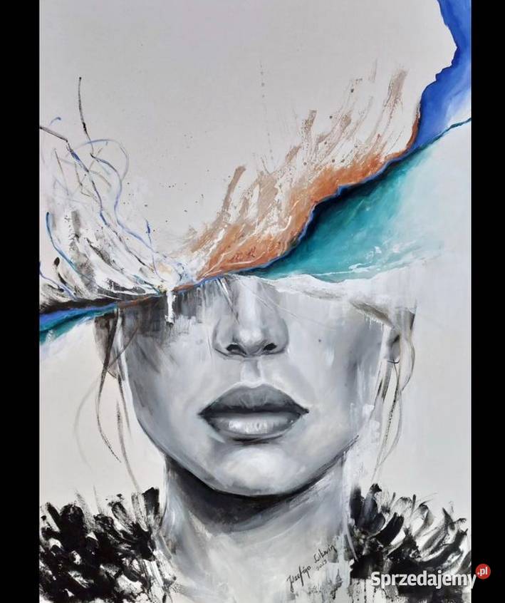 Kobieta abstrakcja duż obraz abstrakcyjny Malarstwo Warszawa sprzedam
