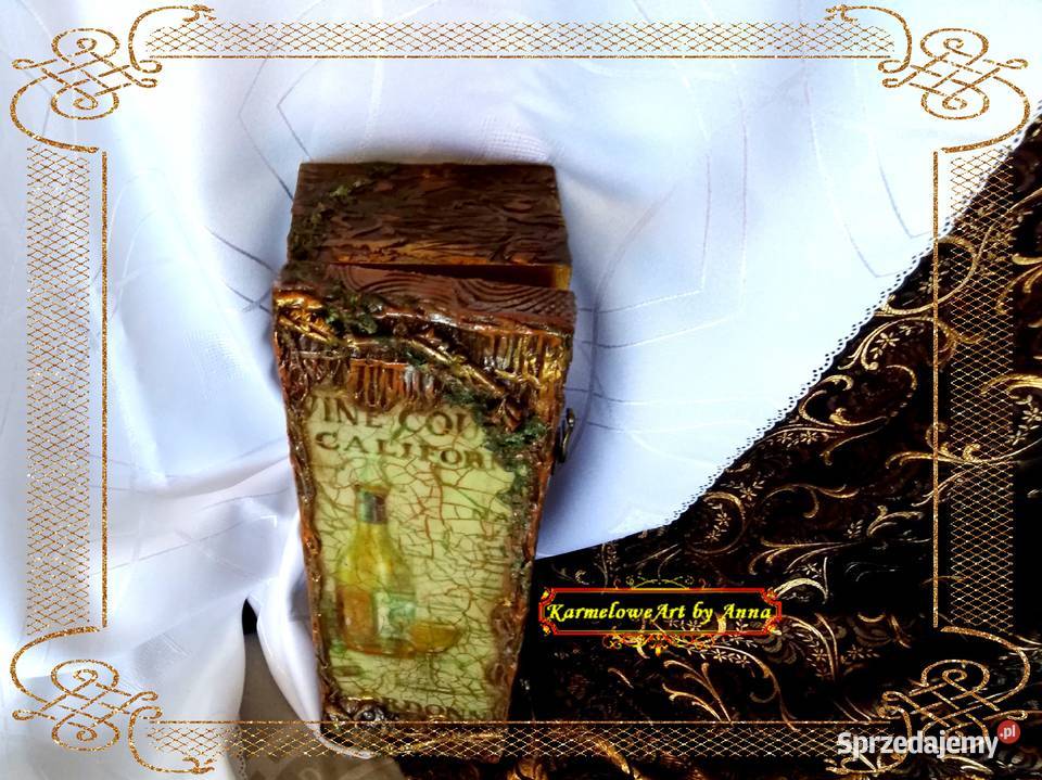 Pudełko na wino decoupage rękodzieło prezent Warszawa sprzedam