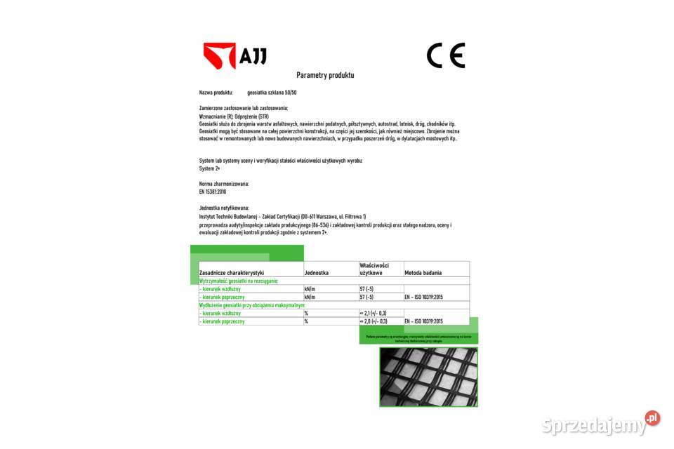 Geosiatka siatka szklana płaska 5050kN 4m szer Warszawa