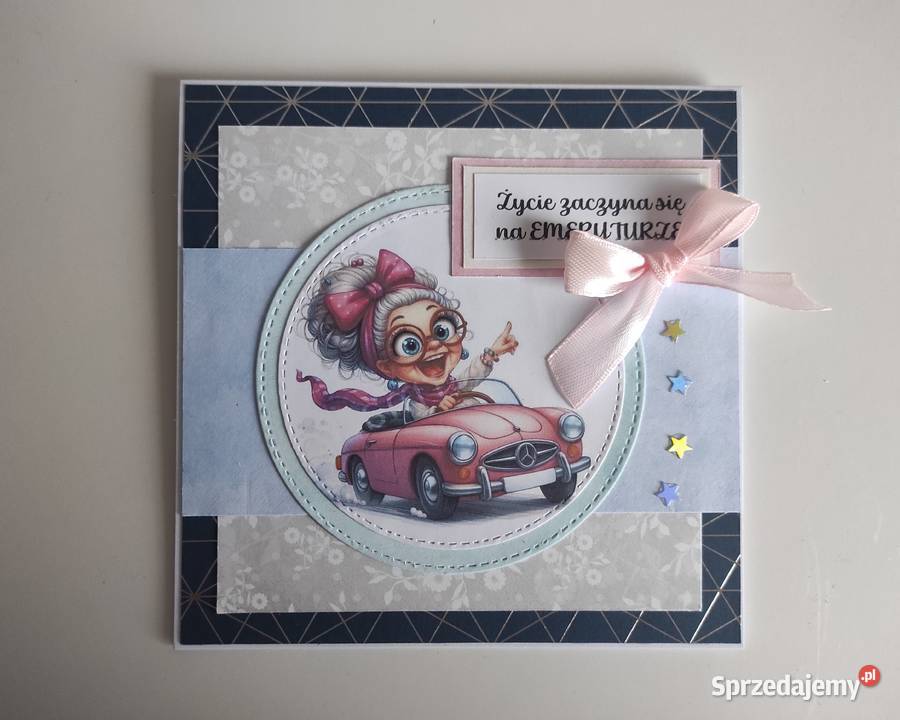 Kartka ręcznie robiona na odejście na emeryturę Łódź