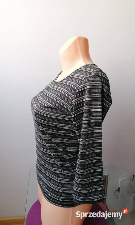 NOWA BLUZKA W PASKI ZE SREBRNĄ NITKĄ Bluzki i koszule Łódź sprzedam