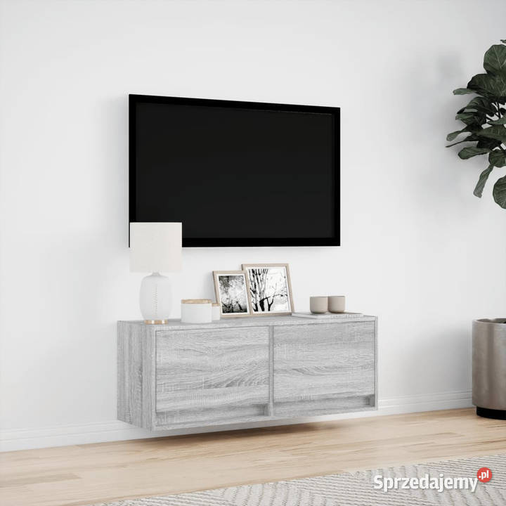 Ścienna szafka TV z LED szary dąb sonoma Warszawa