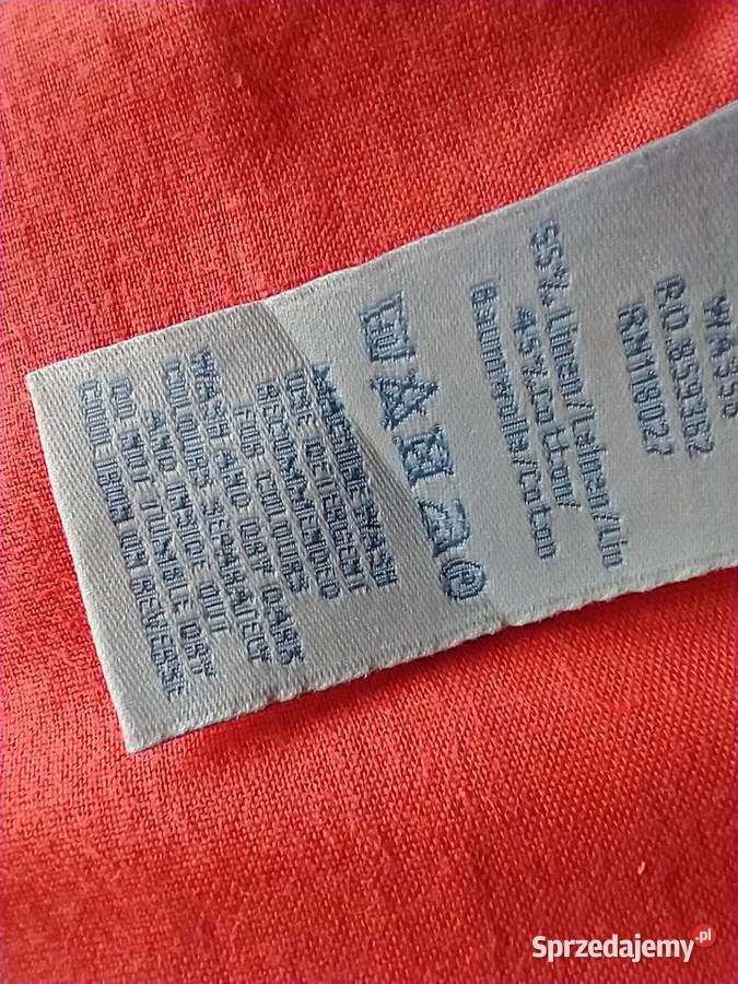 Lniana koralowa sukienka tunika z aplikacją łódzkie Łódź