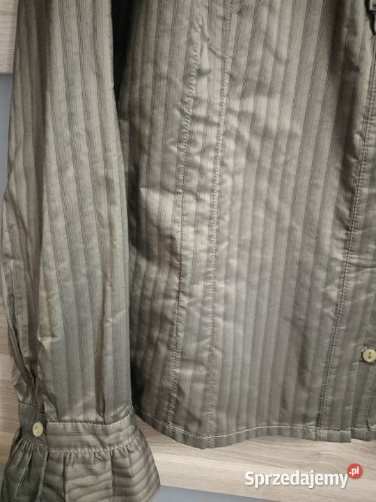 Bluzka oliwkowa w czarne paseczki