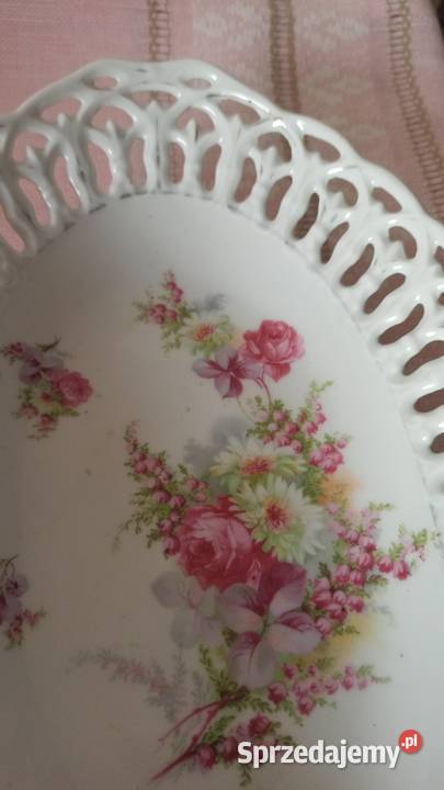Patera Schumann ażurowa owalna Bukiet różowych Porcelana i szkło Gdańsk sprzedam