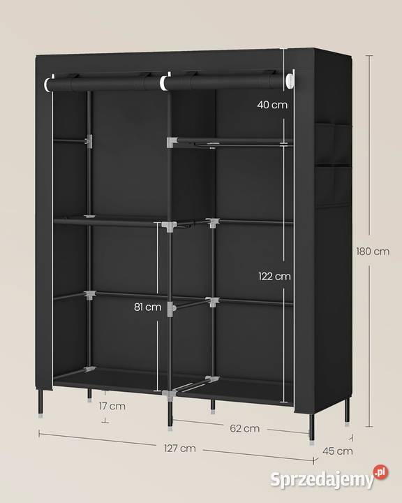Szafa z tkaniny zamykanaczarna 45x127x180 Ruda Śląska