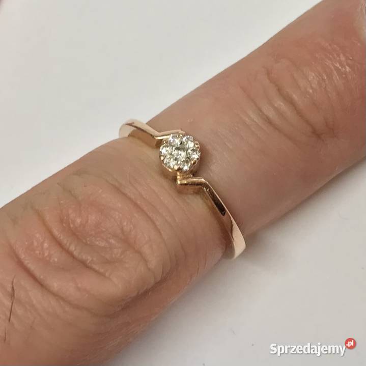 Złoty pierścionek 14K różowe złoto 585 diamenty Warszawa