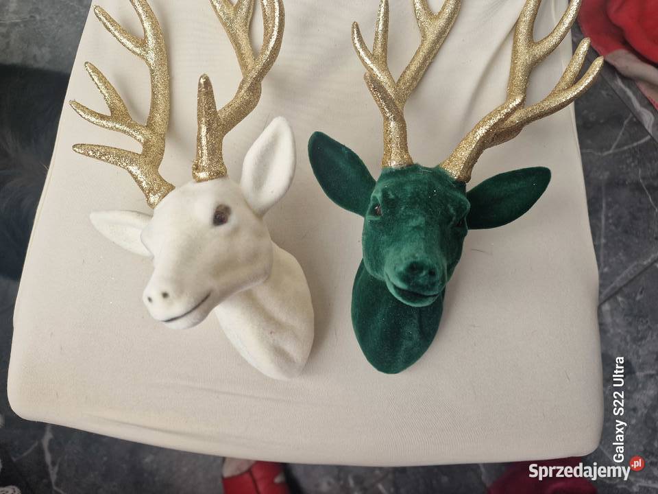 Welurowa głowa renifera zielona duża sprzedam