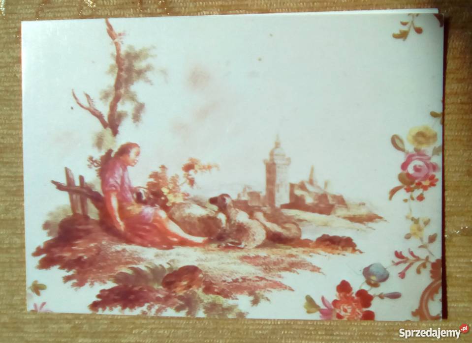 SCENKA RODZAJOWA MALOWANA NA PORCELANIE lubelskie Piszczac sprzedam