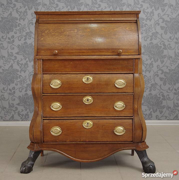 Sekretarzyk barokowy biurko cylindryczne