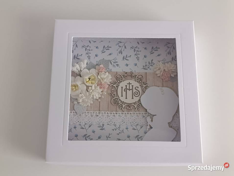 Kartka ręcznie robiona w pudełku Komunia Święta łódzkie Łódź