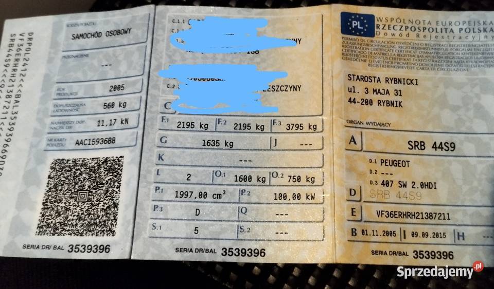 Peugeot 407 SW org hak klima panorama mechok 4/5 Samochody osobowe śląskie Rybnik