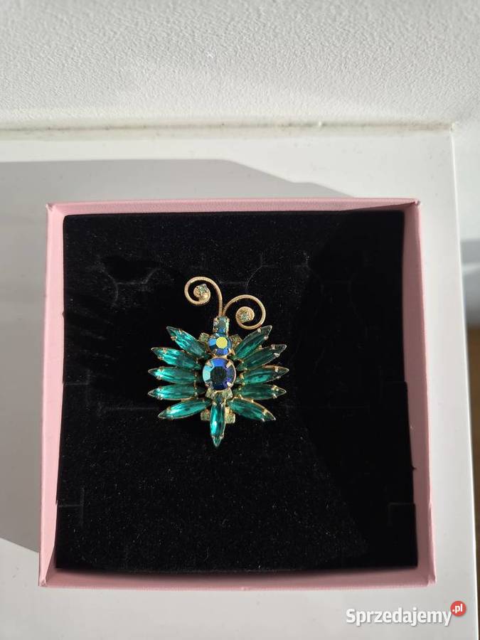 Kolorowa broszka owad zielona złota niebieska Liszki sprzedam