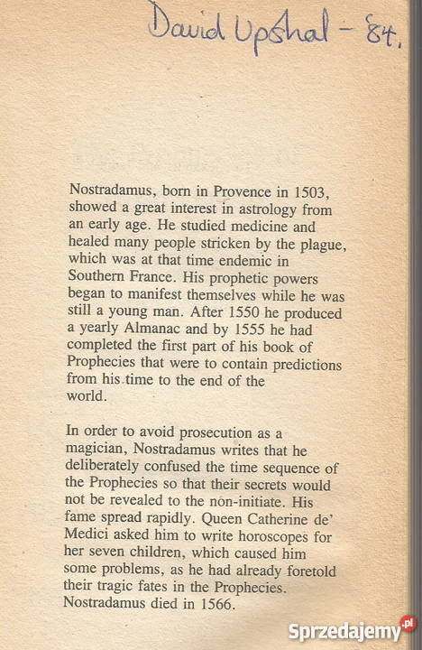 The Prophecies of NOSTRADAMUS Erika Cheetham Pacanów