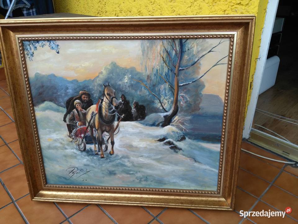 Olej na płótnie Zenon Pajor Zaprzęg góralski sprzedam