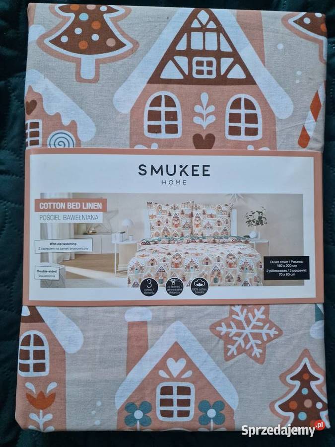 NOWA Pościel świąteczna 160x200 bawełniana beżowy dolnośląskie Wrocław sprzedam