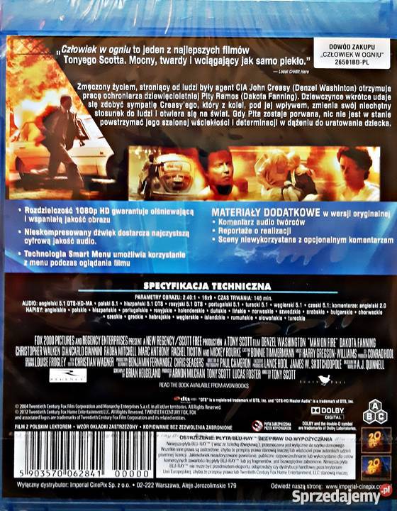 CZŁOWIEK W OGNIU DENZEL WASHINGTON BLURAY Kalisz