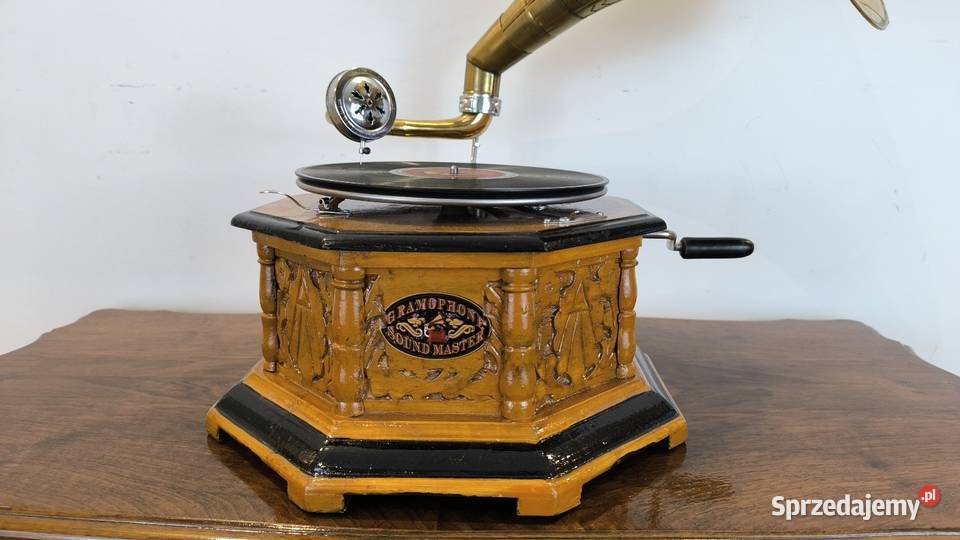 Piękny unikalny zdobiony patefon łódzkie Łódź