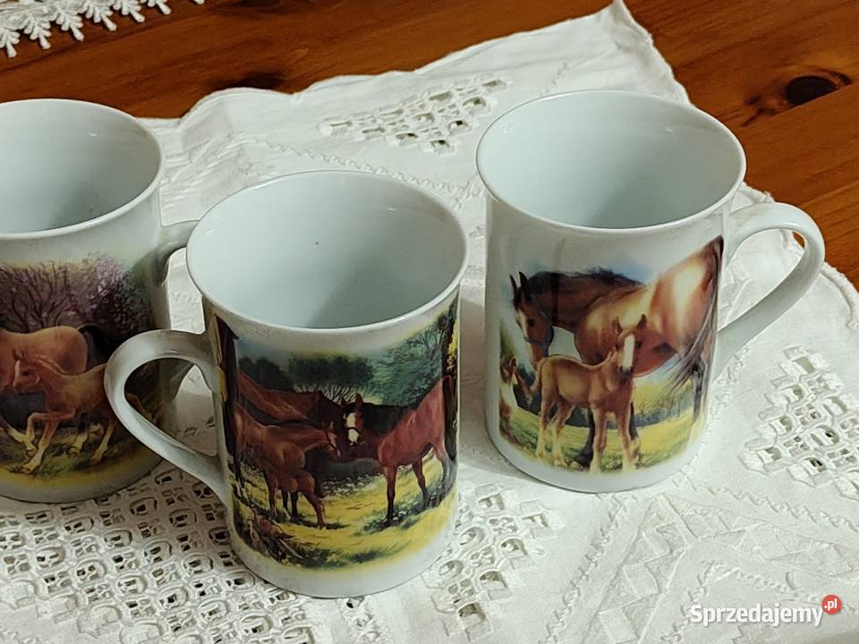 Kubki porcelanowe wzór konie Legnica sprzedam