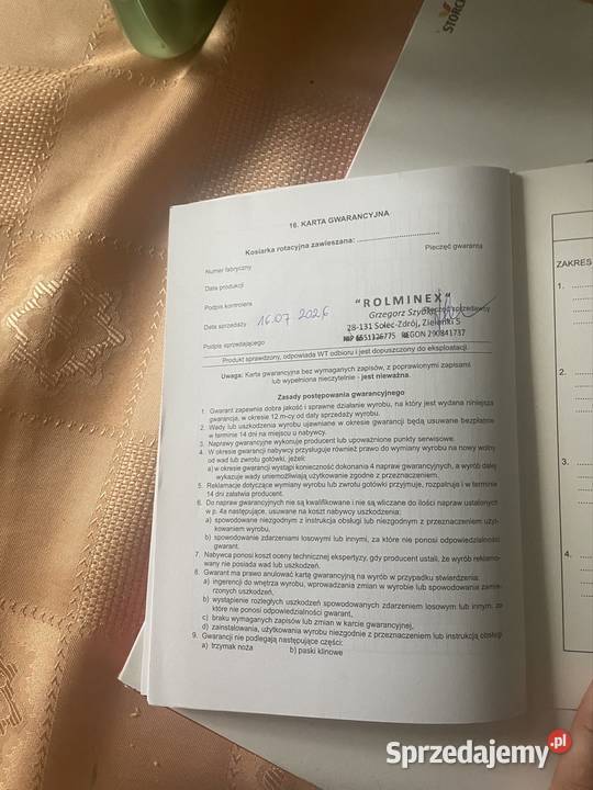 Kosiarka rotacyjna nieuszkodzony lubelskie Wielkolas