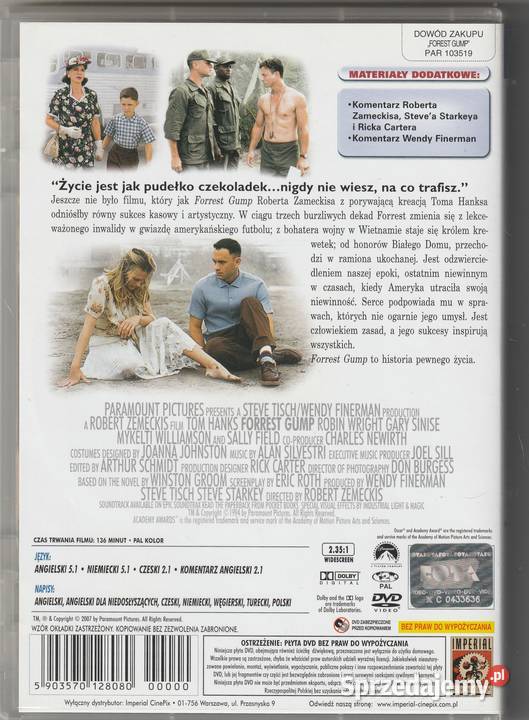 Forrest Gump Tom Hanks DVD Pruszków