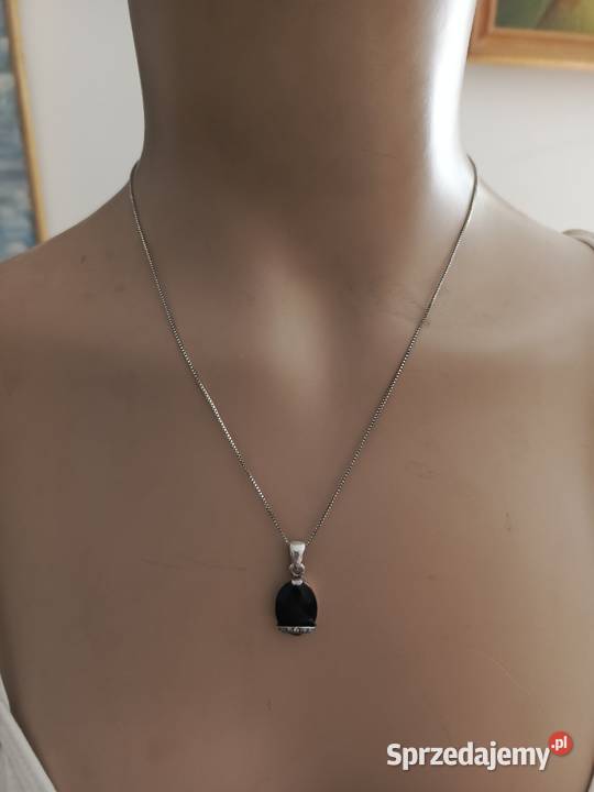 Naszyjnik czarny onyks cyrkonie Białystok sprzedam