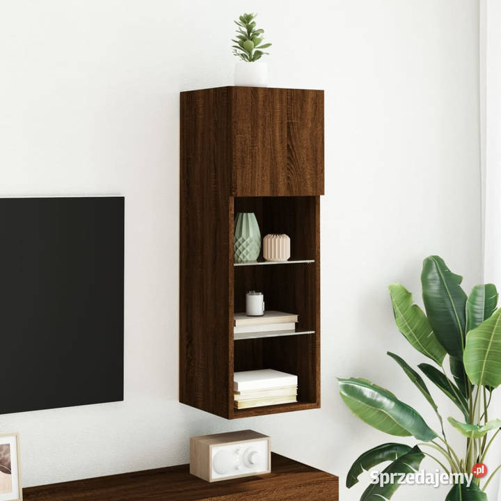 Szafka TV z LED brązowy dąb 305x30x90 WM837013 Warszawa