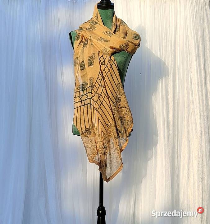 Duża chusta orientalna dupatta wzór boho żółta Pozostałe Szczecin sprzedam