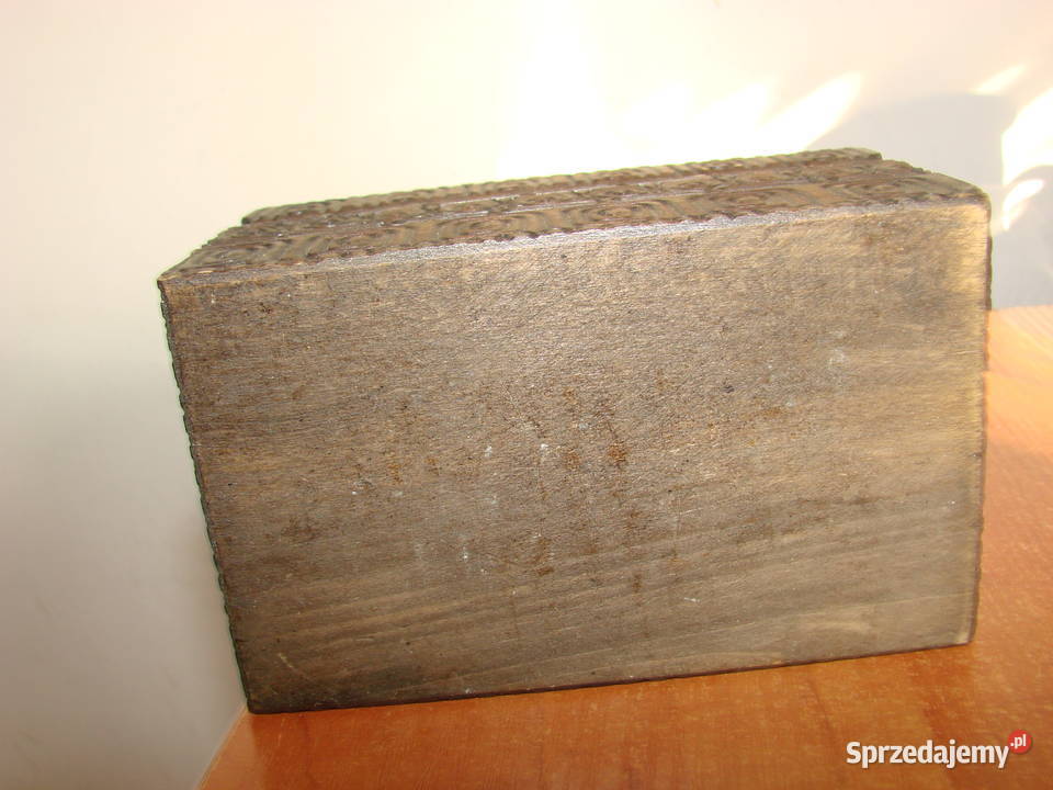 drewniane pudełko na karty PRL Pruszcz Gdański sprzedam