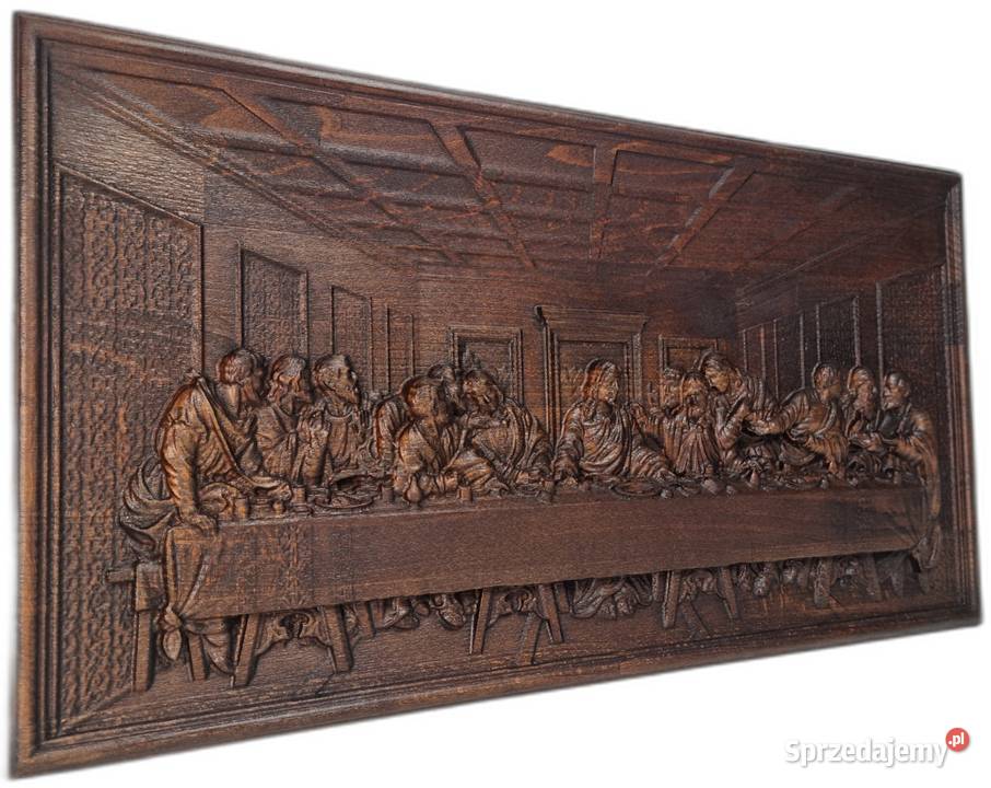 Ostatnia Wieczerza drewniana płaskorzeźba