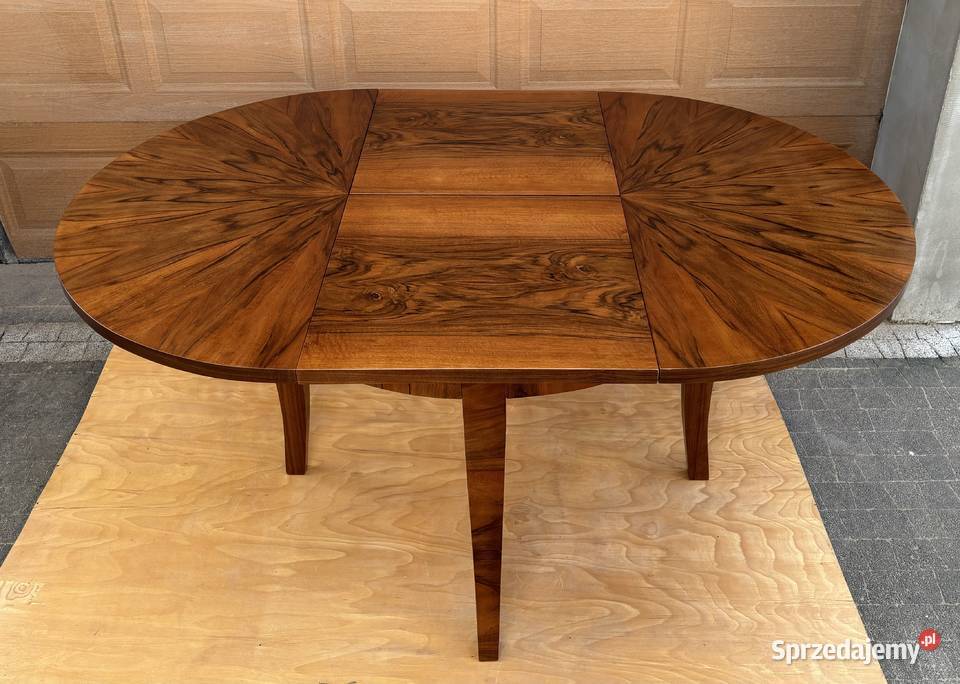 Stół Okrągły Orzech 118 ARTDECO Rozkładany Antyk sprzedam
