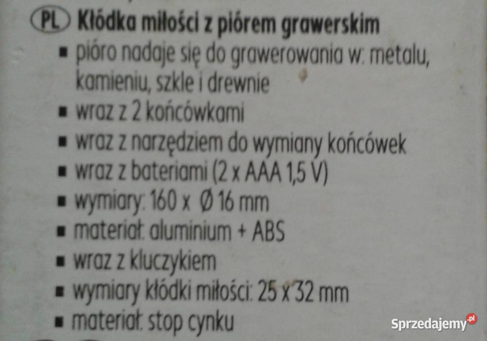 Złota KŁÓDKA MIŁOŚCI z kluczykiem pióro Zabawne gadgety Wołczyn
