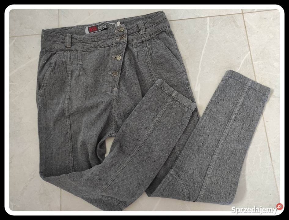 Bershka szare spodnie damskie 40 L wysoki stan Bez wzoru Spodnie Płock