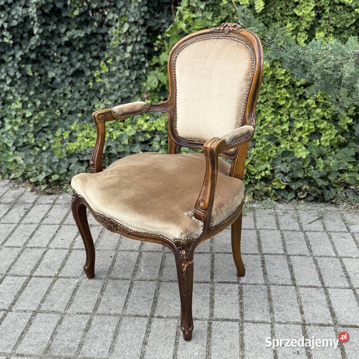 ARTexpert Wygodny Pałacowy fotel Ludwik welur Dobrzany