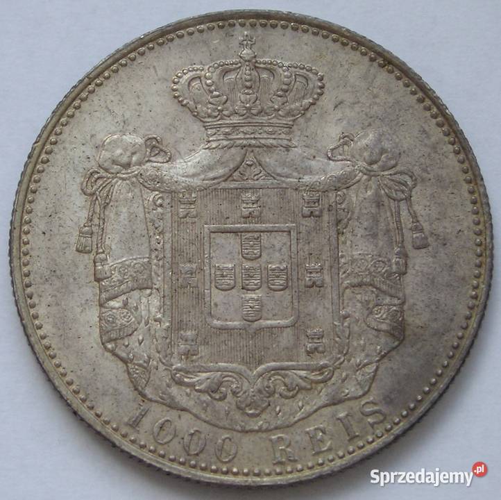 Portugalia 1000 reis 1899 SREBRO król Carlos I łódzkie Łódź sprzedam