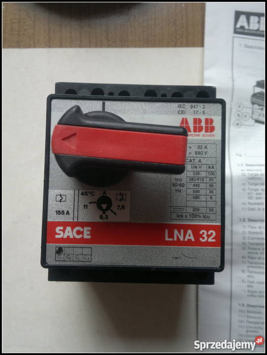 Wyłącznik SACE LNA 32 155A Asea Brown Bover Dąbrowa Górnicza