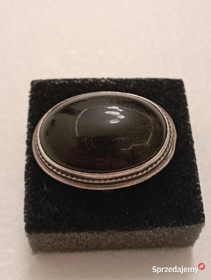 Pierścionek srebrny czarne oczko srebro mazowieckie