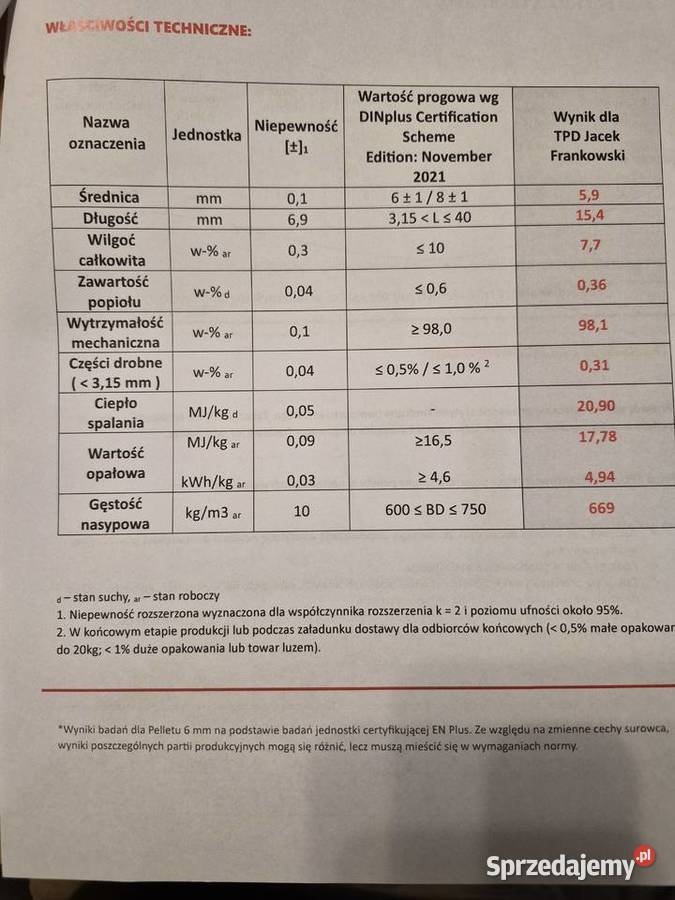 Pellet A1 DIN PLUS Polskiego Producenta 6 mm Leszno