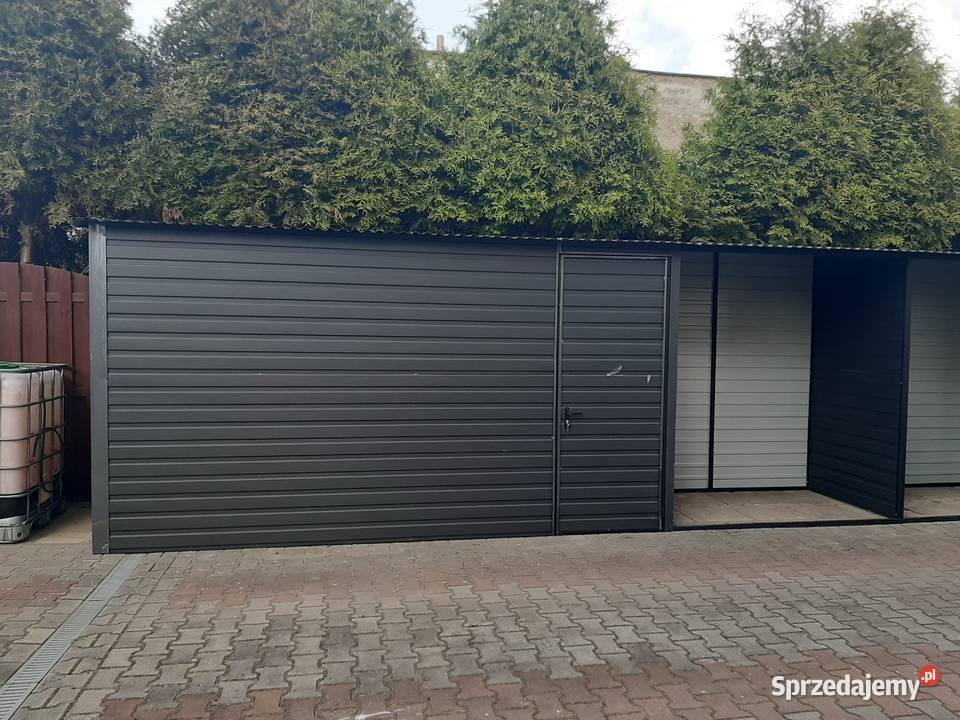 Garaż Blaszany GRAFITOWY Wiata Śmietnikowa samodzielny