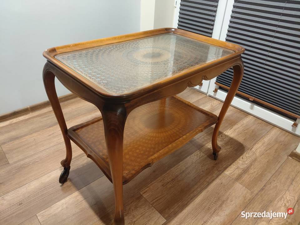 STOLIK BAREK W STYLU CHIPPENDALE blat rafia 234 Byczyna