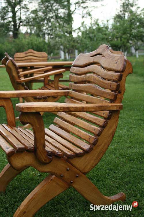Drewniane meble ogrodowe wygodnie wyprofilowane Zestawy mebli ogrodowych Warszawa