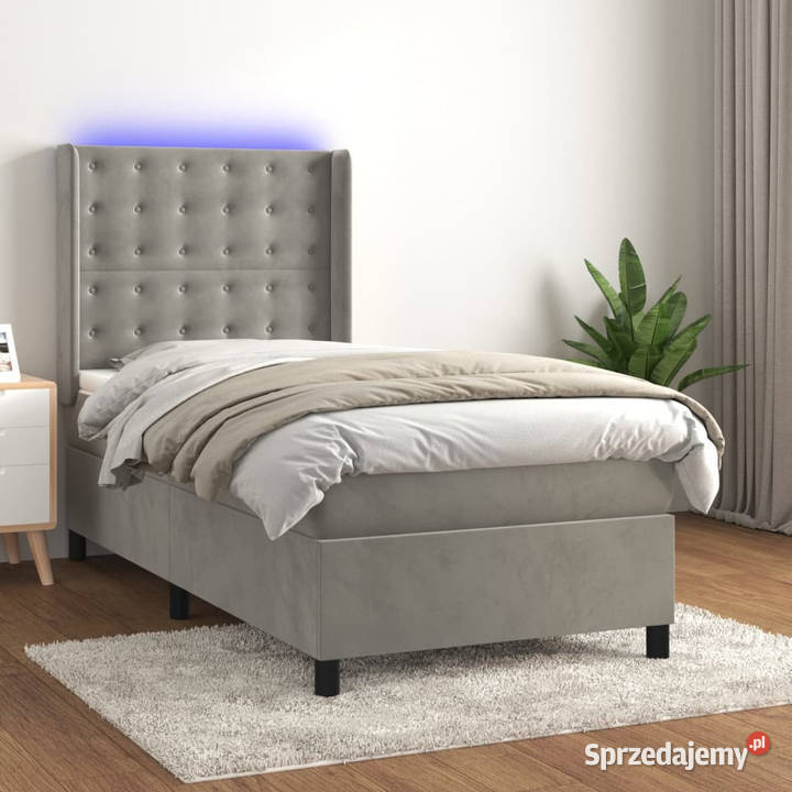 Łóżko kontynentalne z materacem i LED szare 83cm Warszawa sprzedam