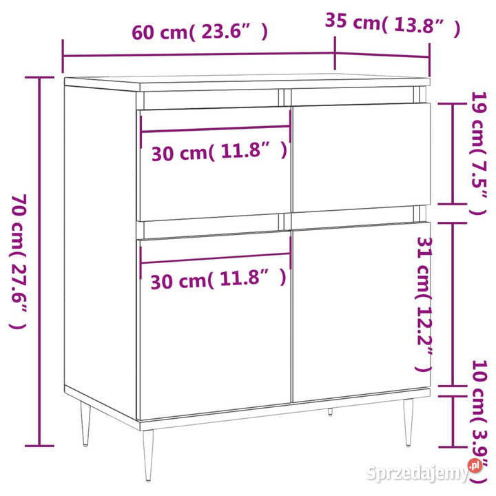 Komoda szary dąb sonoma 60x35x70 materiał Komody Warszawa