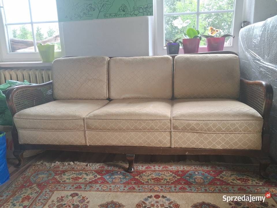 ZABYTKOWA SOFA Z DWOMA FOTELAMI WIKLINOWO Antyki Świerzawa sprzedam