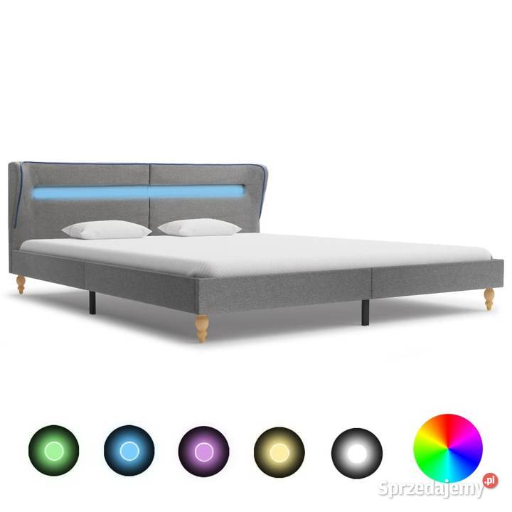 vidaXL Rama łóżka z LED, jasnoszara, tapicerowana 280600