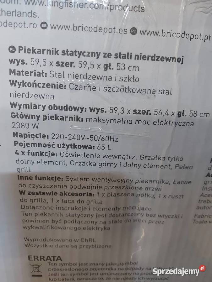 Elektryczny piekarnik do zabudowy CSB60 do zabudowy Pasłęk