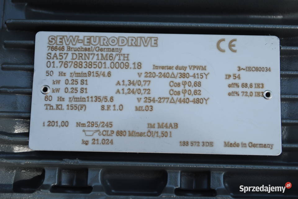 Motoreduktor kątowy 025kw 46obrmin Firmy SEW sprzedam